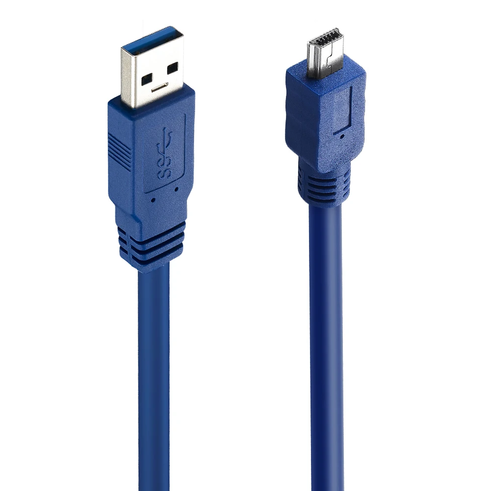 Bochara USB 3.0 typu męski do Mini 10-pinowy kabel danych podwójne ekranowanie (folia + pleciony) 30cm 60cm 1m 1.5m 1.8m 3m 5m