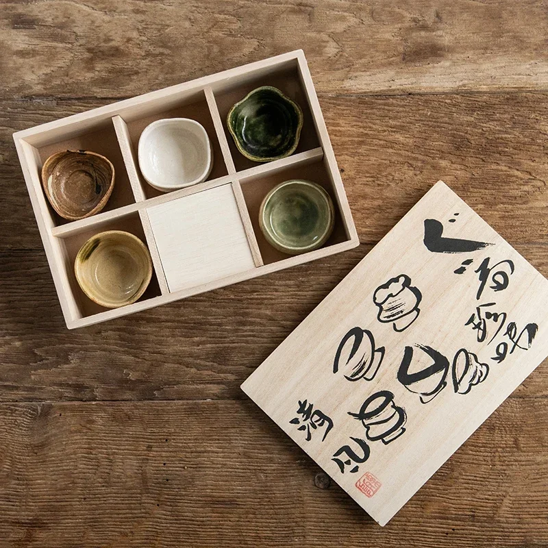 

Tea Cup Set Gift Box Handmade Coarse Ceramic Infusion Tumbler Japanese Imported Vintage Sake Mug Small And Exquisite Bowl