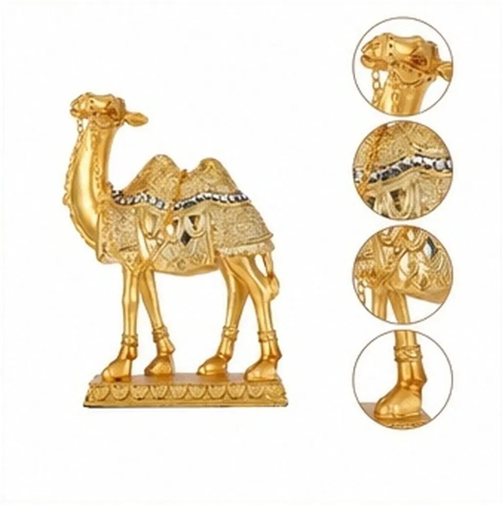 Lifelike Resin Camel Sculpture Middle Eastern Cultural Decor Statue for Living Room Office Study Desk Entrance