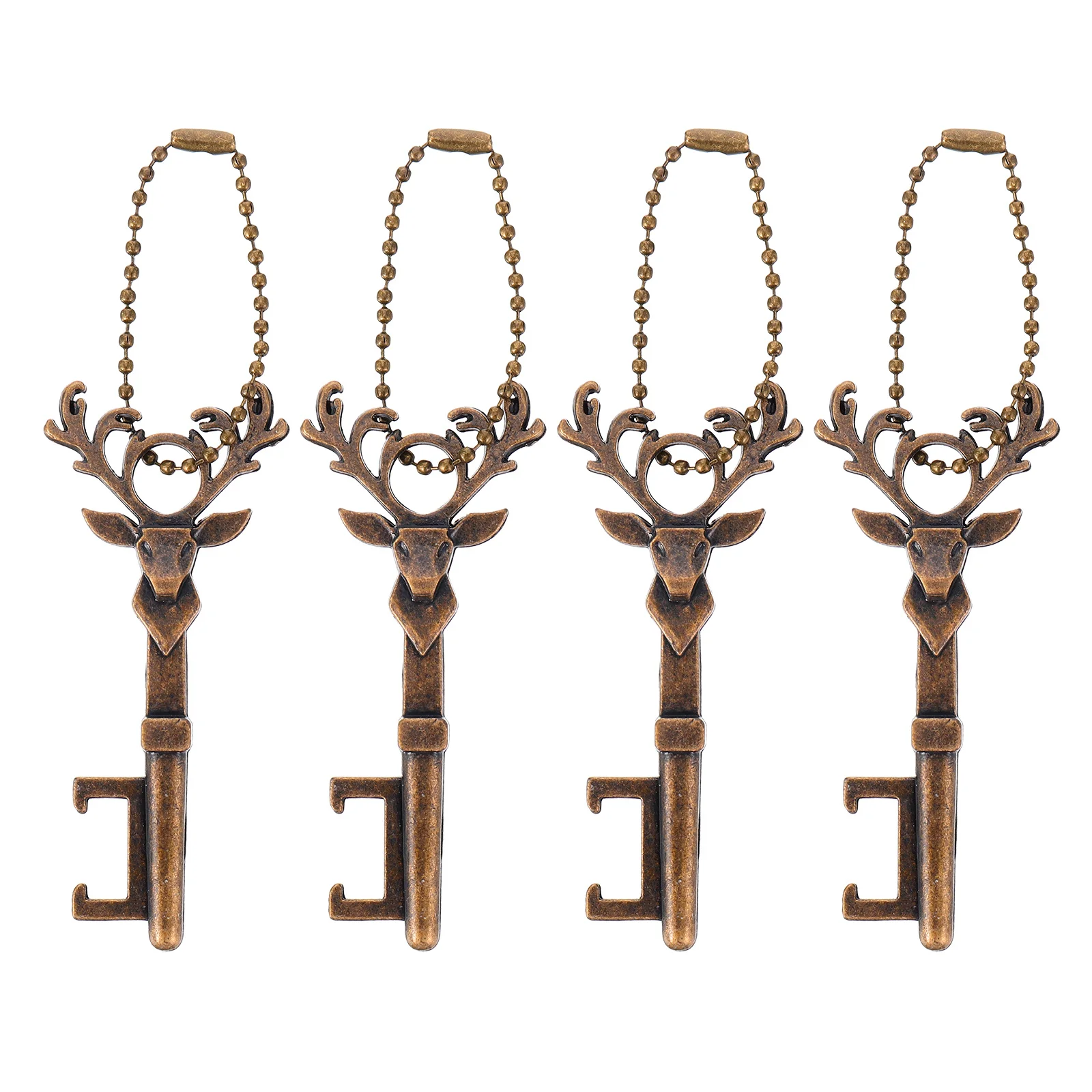 

4pcs Deer Shape Bottle Opener Zinc Alloy Christmas Beer Opening Tool Creative Keychain Pendant For Party Wedding Gift Home Bar