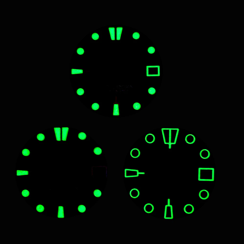 

Customized NH35 Dial 28.5mm Watch Dial Fit for NH35 NH36 7S26 Movement SKX007 SRPD Samurai Case Green Luminous Watch Dial