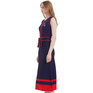 Chch-boundless knitted for women, simple and long business, navy blue, new business, 2024 8 Main Sales Long Blue Dress - №4