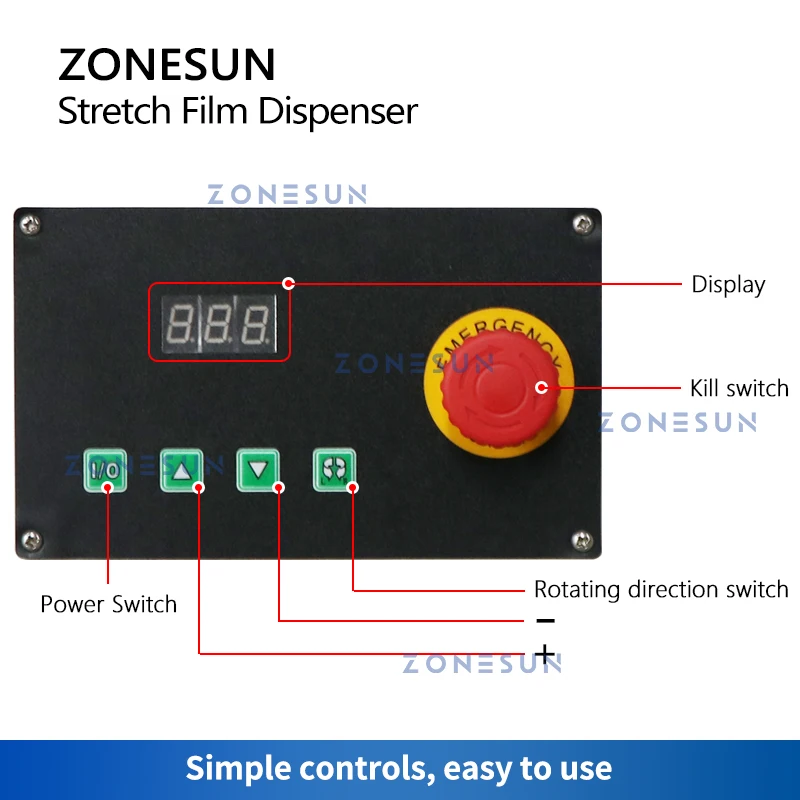 ZONESUN Automatic Stretch Film Wrapping Machine Film Dispenser Turntable Carton Box Pallet Bundler Packaging Tool ZS-DBC800