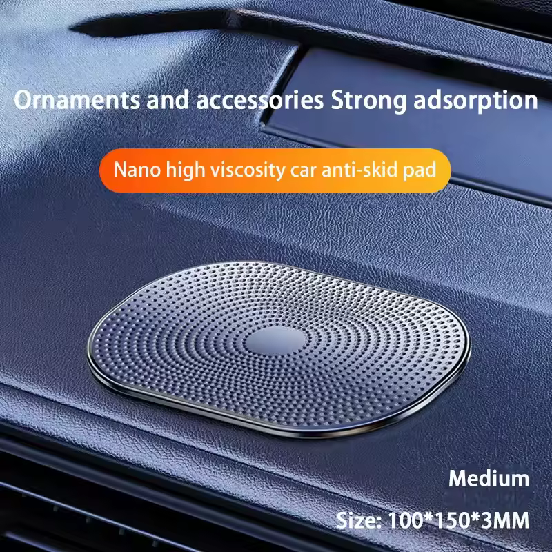 Close up of the non slip mats texture on a car console.