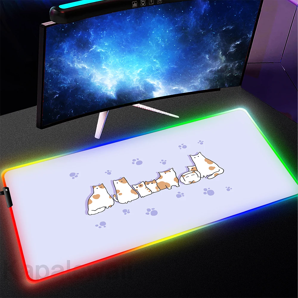 

Mouse Pad Game Mat Gamer Mousepad Gaming Table Carpet Gamer Computer Desk Mat Rubber Kawaii Cat Patten Mouse Mat RGB Mouse Mat