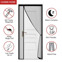 Magnetic Door Screen Custom Size Mosquito Net Curtain Fly Insect Automatic Closing Invisible Mesh For Kitchen indoor living room