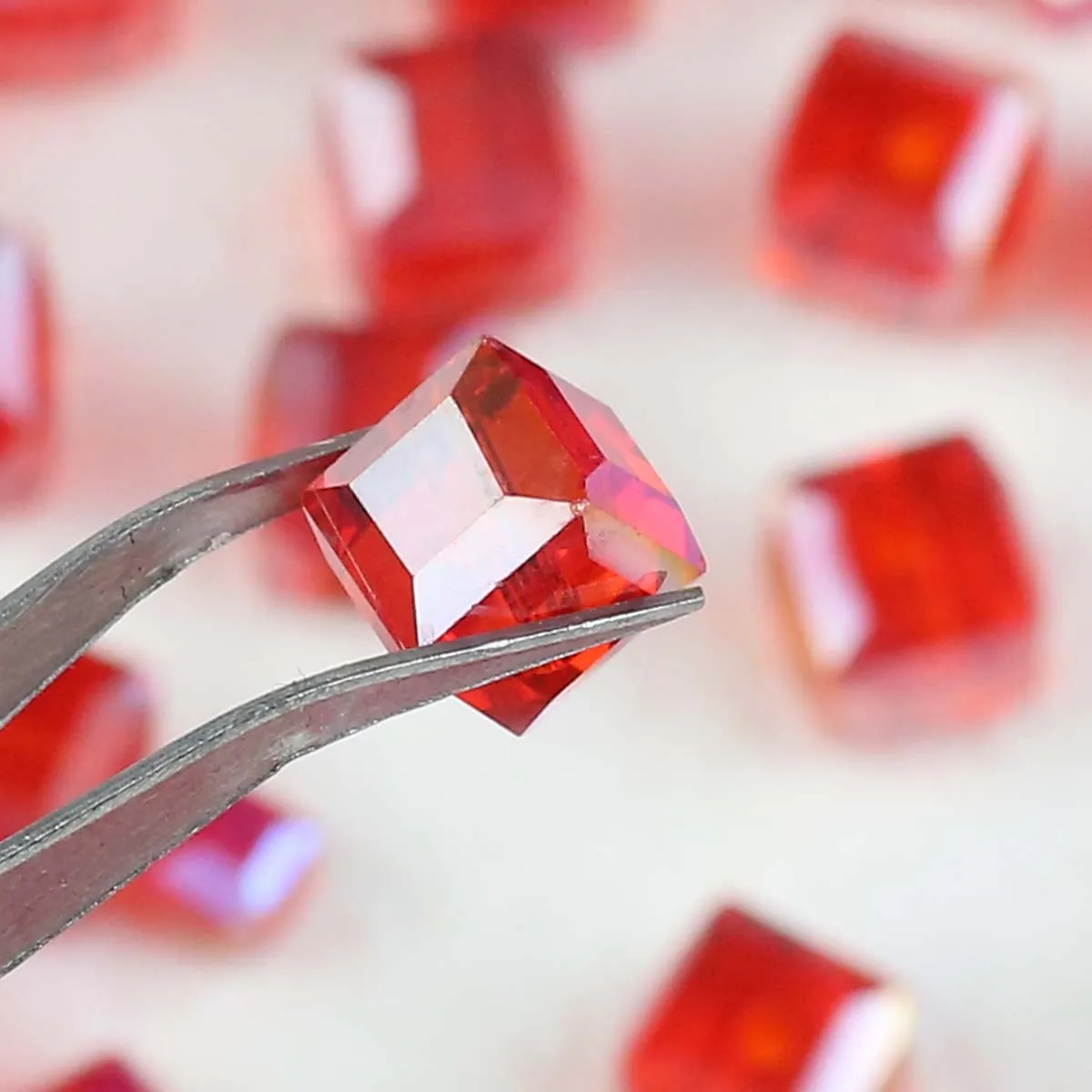 2/3/4/6/7mm Austrian Crystal Square Bead Red Glass Loose Spacer Beads For Jewelry Making Bracelet Earrings DIY Accessories