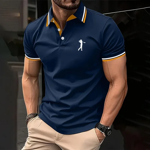 Imagen 2 del producto Nuevos Polos para hombre, Polo clásico de Color sólido, Polo Social de negocios informal de alta calidad para hombre, ropa para hombre