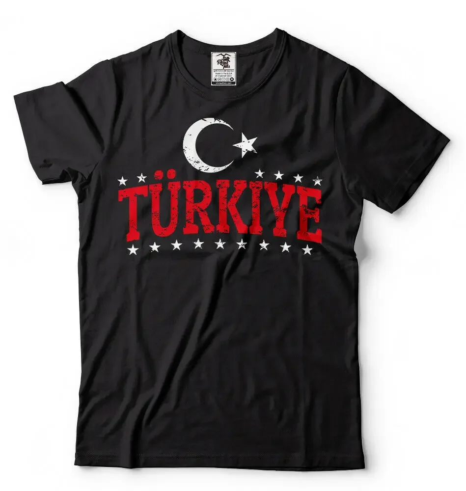 Turkiye Turkish Heritage Turkey Flag Men T-shirt Short Sleeve Casual 100% Cotton Shirt Tee