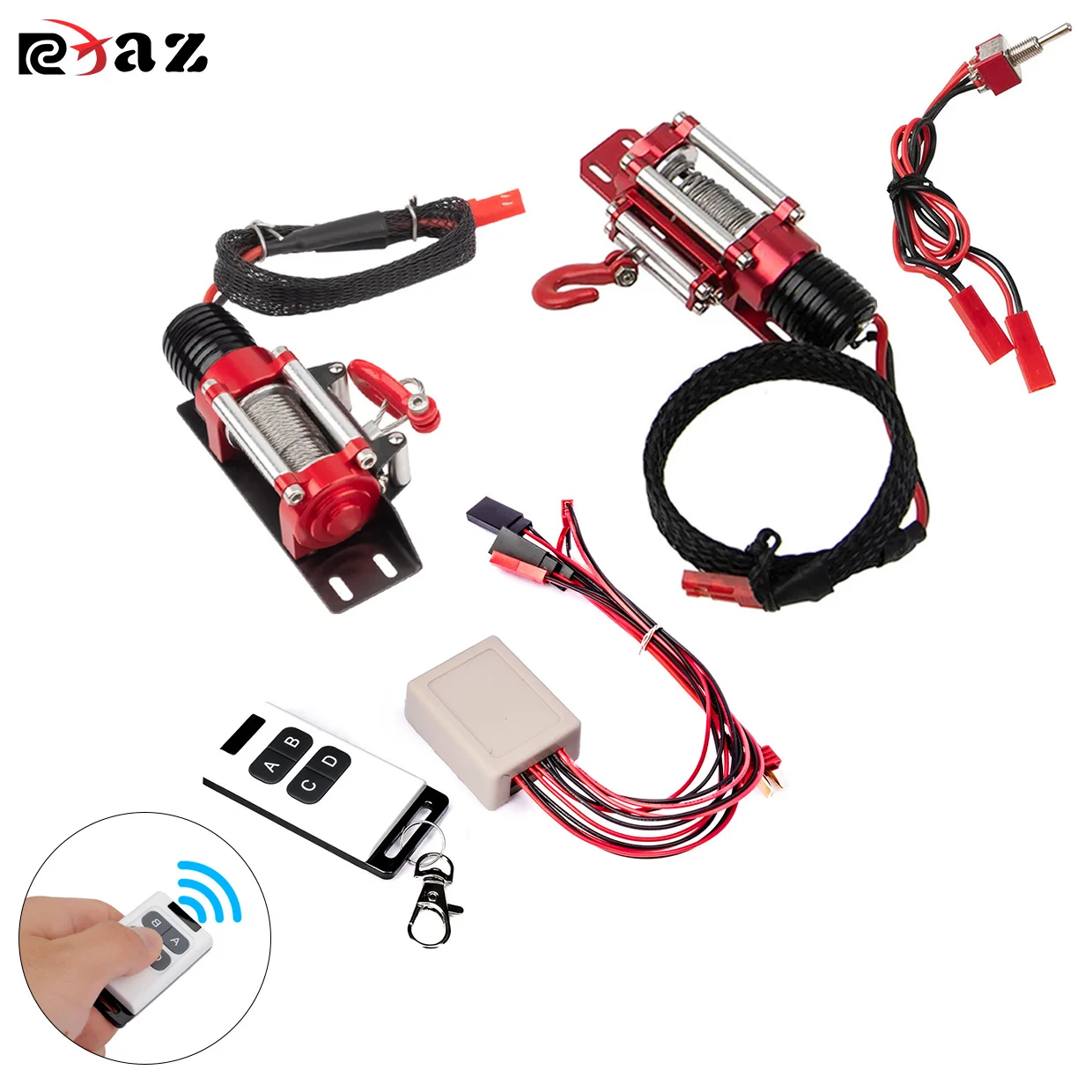 

RCXAZ 1/10 Model RC Car Metal Winch with Multifunction Remote Control for 1/10 RC Crawler Axial SCX10 RBX10 D110 D90 TRX4 TRX6