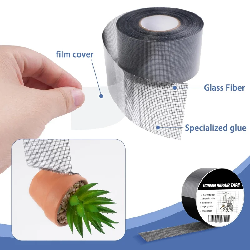 2 in x 49 FT Window Screen Repair Kit, Screen Repair Tape, Strong Adhesive, Waterproof, High Viscosity Screen Patch R