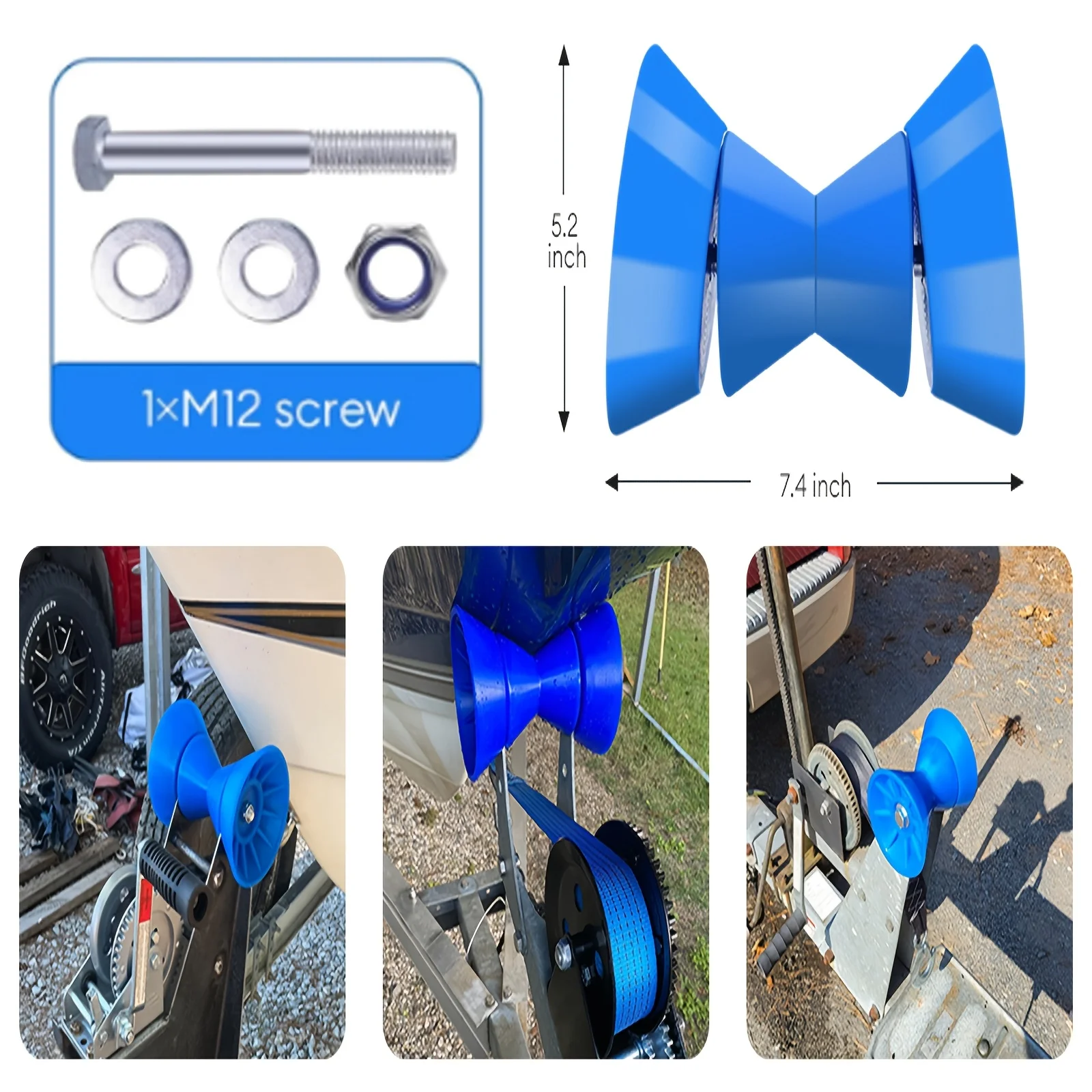Boat Trailer Roller,3inch/4inch Boat Rollers for Trailer,Bow Roller with Bells and Bolt,1/2 in Shaft Boat Trailer Bow Stop