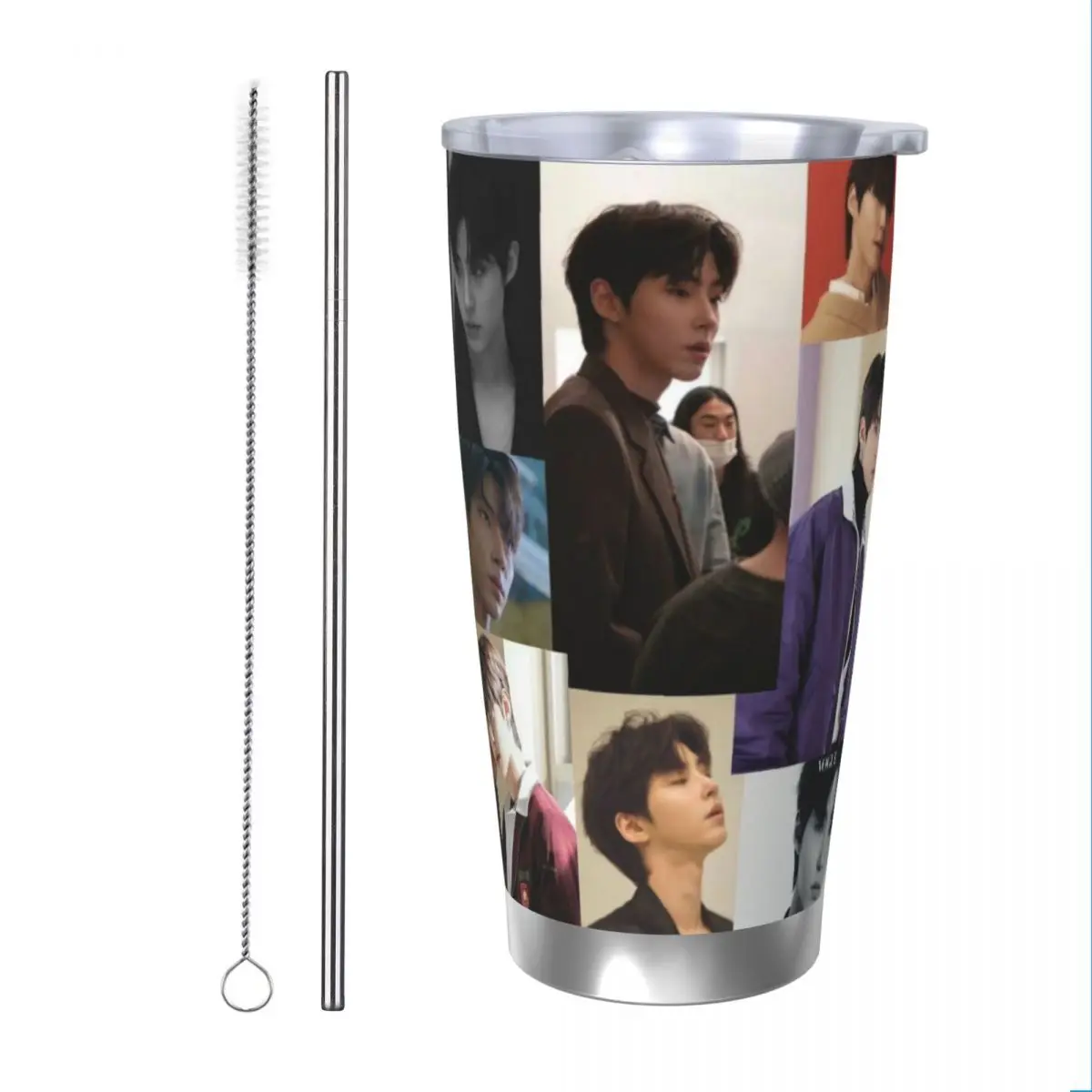 Hwang In Yeop 20oz Stainless Steel Car Mug Straw Thermal Iced Travel Cup Vacuum Insulated Coffee Hot Cup