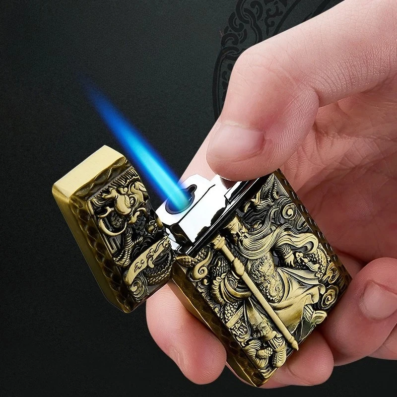 New Relief Inflatable Lighter, Windproof Blue Flame Straight Forward Lighter, Cigarette Accessory Men's Gift Smoking Accessories