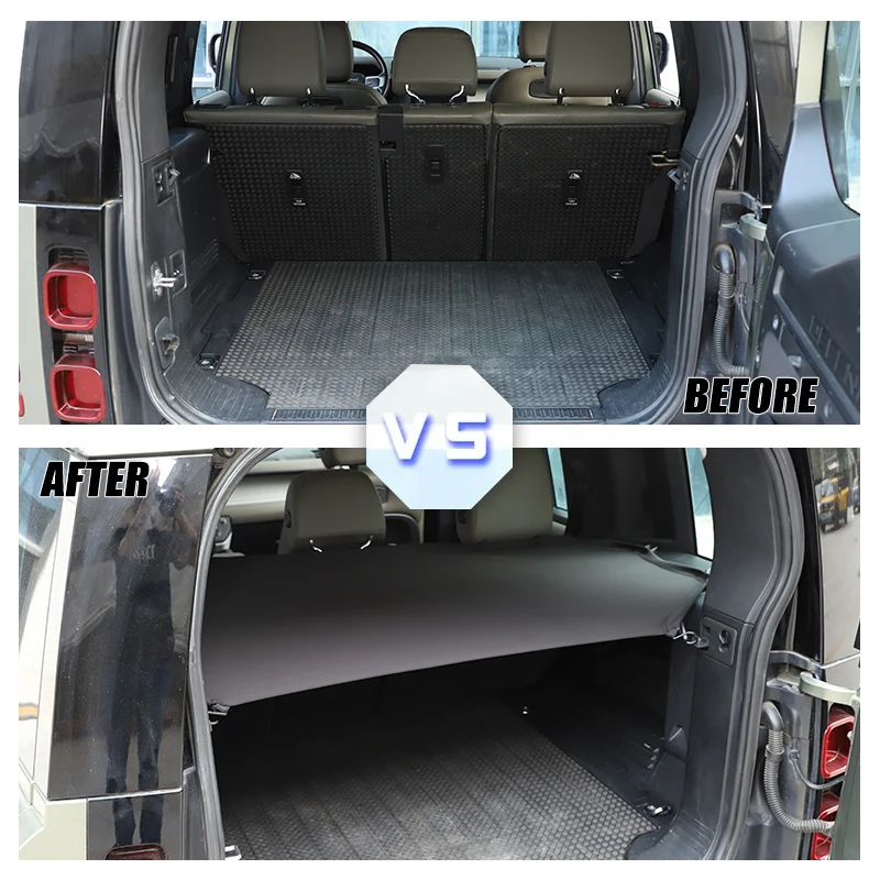 For Land Rover Defender 110 2020-2025 Car Rear Trunk Curtain Cargo Cover Storage Bag Net Oxford Cloth Stowing Tidying