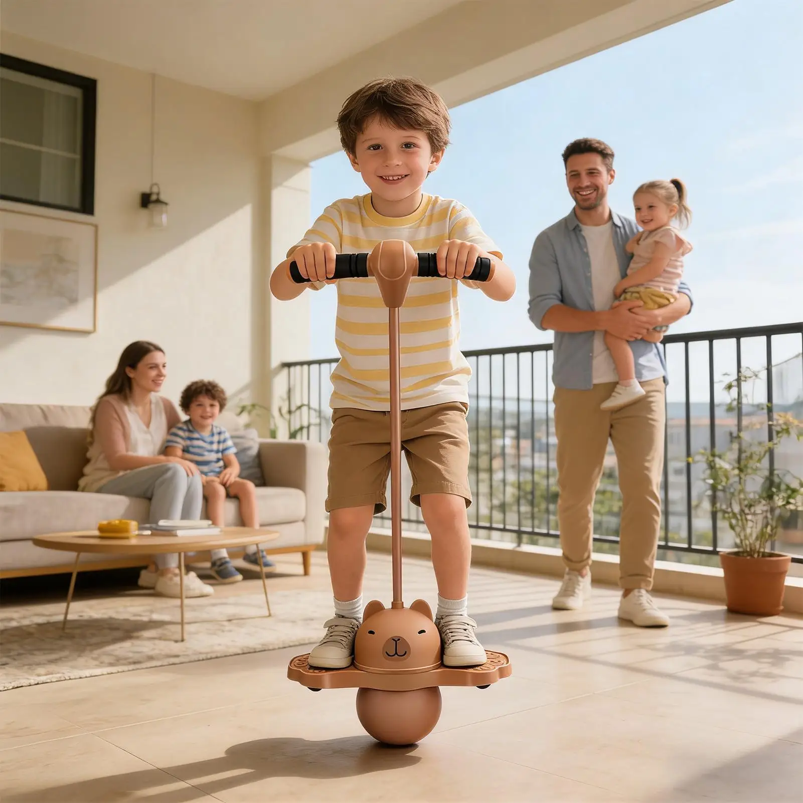 어린이를 위한 바운싱 볼 펌프 핸들이 있는 카피바라 어린이 점프 볼 균형 보드 소년 소녀 유치원 초등학교용