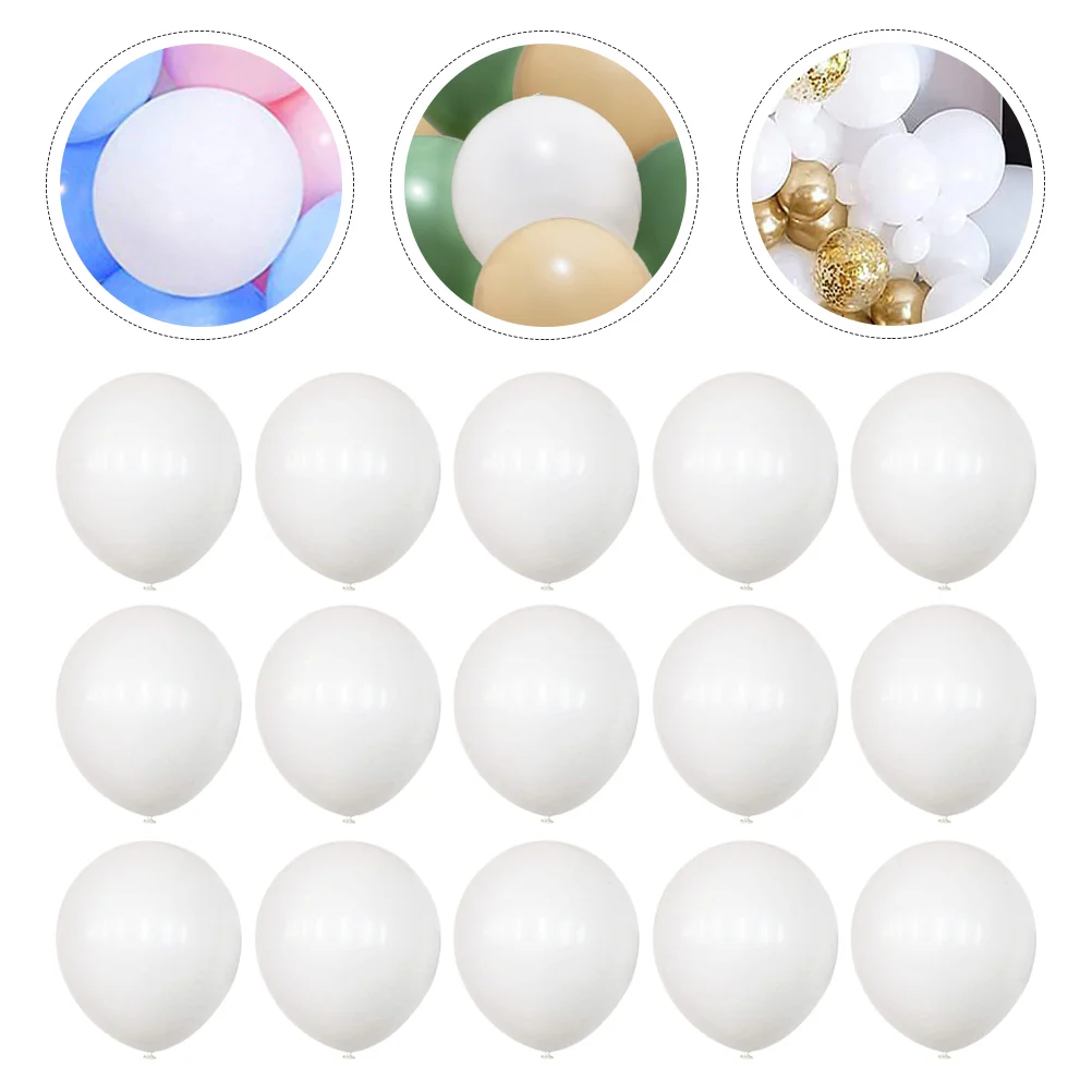 

100 Pcs Round White Balloon Festival Balloons Halloween Decorations Perfect Party Birthday Emulsion for Shower