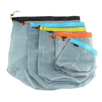3 4 5pcs Outdoor Mesh Storage Bag S/M/L/XL/XXL Lightweight Drawstring Bag For Camping Hiking Travelling Storage Accessories
