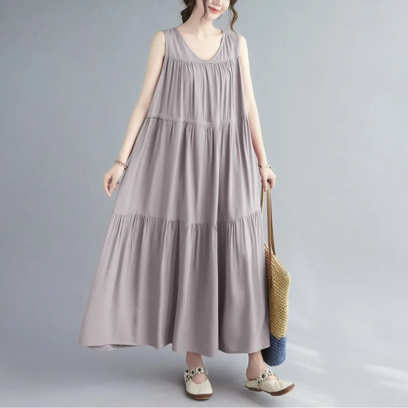 

Casual Loose Long Cake Skirt Dr plus Size Dstring Waisand Svel Gown Full A-Line Silhouette Commute Sle