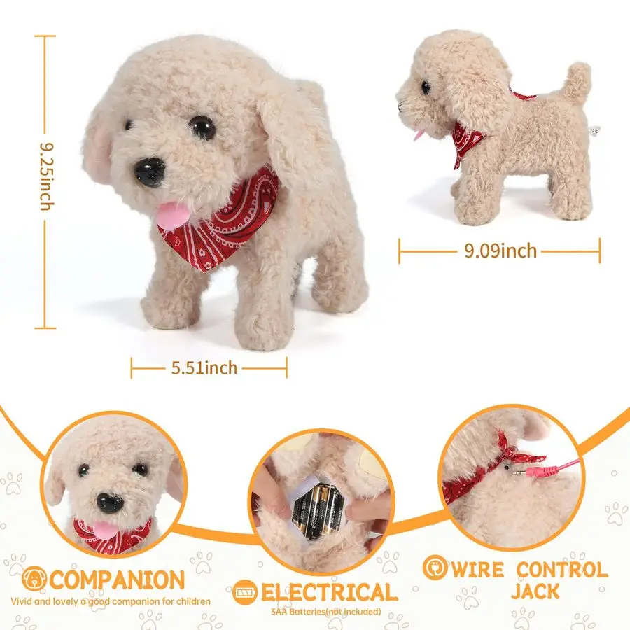 Perro de juguete de peluche para caminar, perro robot electrónico con Control remoto, cola vibratoria realista, juego de aseo rico, juguete de regalo para niñas a