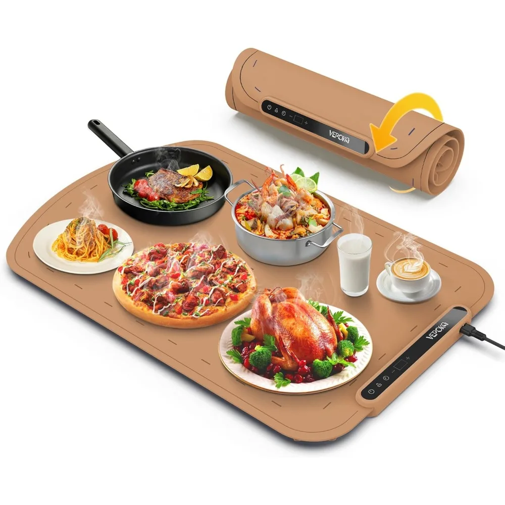 Food Warming Mat for Buffet, Electric Warming Tray to Keep Food Warm at Party, Silicone Heating Mat with