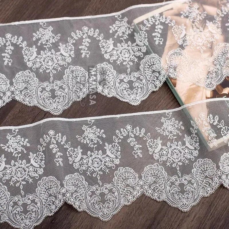 Width 13.5cm double-sided polyester embroidery mesh lace DIY handmade garment curtain fabric accessories