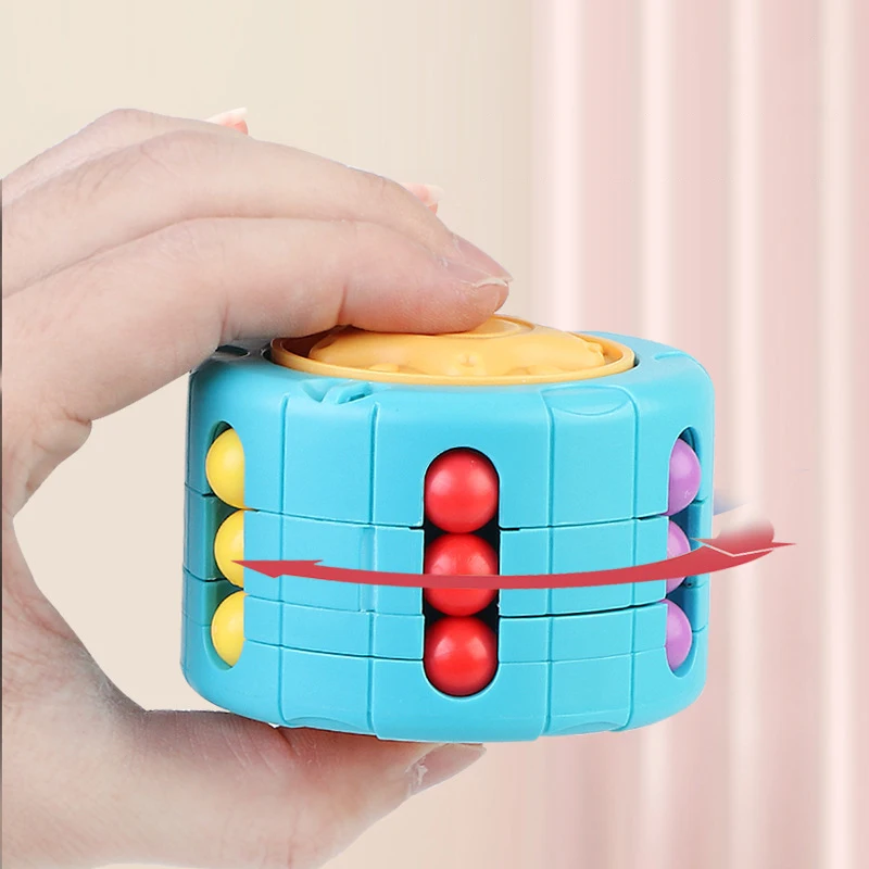 Rotating Magic Ball Bean Wheel Spinners Cube Toy Finger Gyro Handheld Puzzle Toy Stress Relief Maze Toy For Adults Kids Gifts