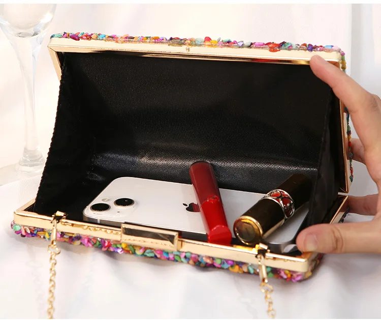 Dazzling Women Evening Clutch Bag Sequins Bling Wedding Purse Long China Shoulder Message Purse Fashion Lady Dinner Party Bags