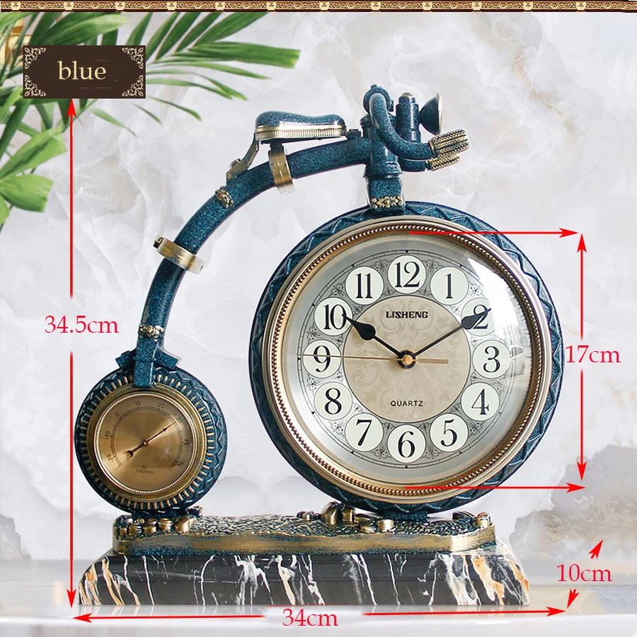 EUROPEAN RETRO BICYCLE TABLE CLOCK BEDROOM RESIN TABLE WATCH BEDSIDE VINTAGE CLOCK LIVING ROOM OFFICE DESK CLOCK TABLE BEST GIFT