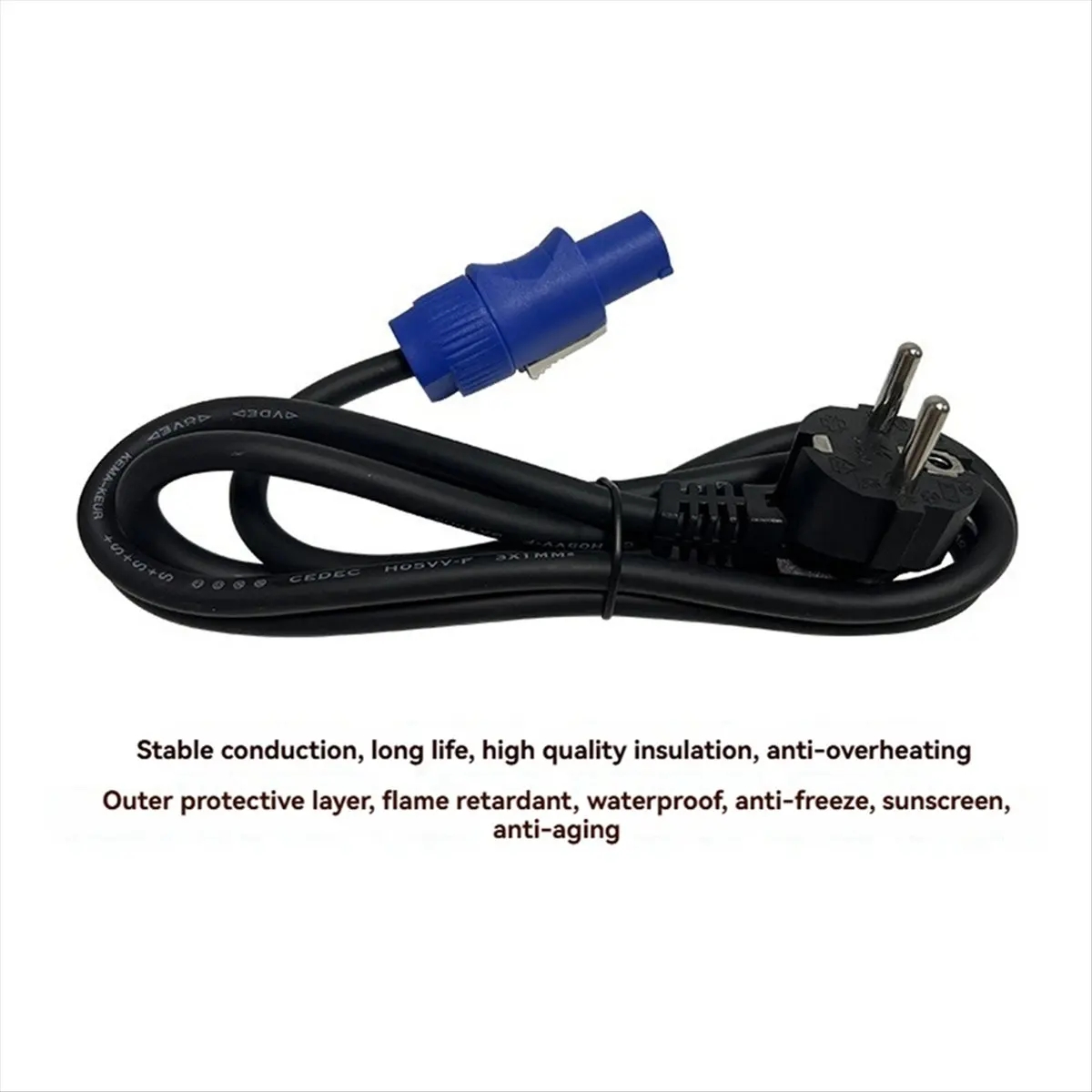(ABGQ) Power Supply Cord Powercon Plug Stage Light 3core 1.2M Power Connect Cable DMX512 Light LED Light Event Show EU PLUG