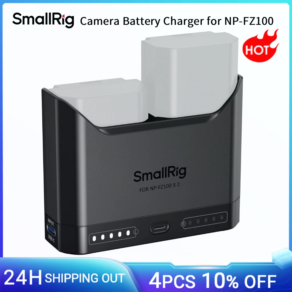 Cargador de Batería SmallRig para NP-FZ100 para Sony con Carga Rápida USB-C de 22.5W para Sony Alpha A7III A7IV A6700 FX30 A7CII ZV-E10II