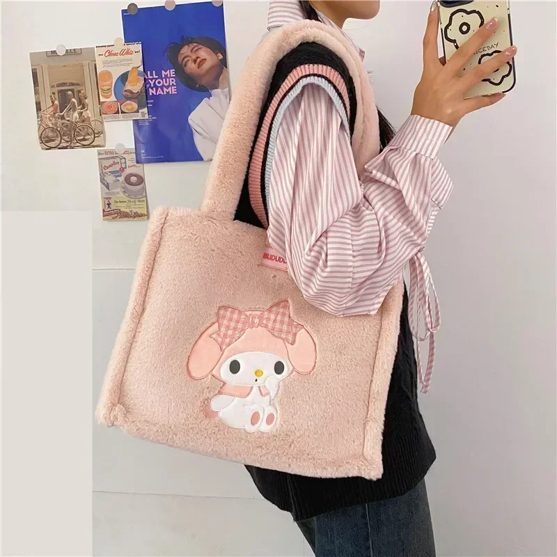 Sanrio hello kitty handbag new large capacity cartoon shoulder bag fashion kuromi bento bag girls makeup bag