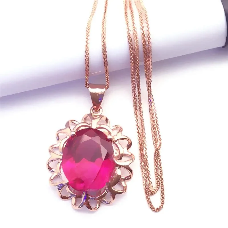 

Большой кулон в форме яйца с красным рубином, 585 пробы, из фиолетового золота, 4K розовое золото, женские модные украшения, элегантный стиль