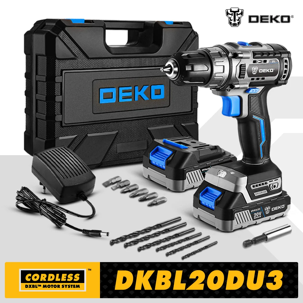 

Дрель DEKO аккумуляторная бесщеточная, 20 в, 2 скорости