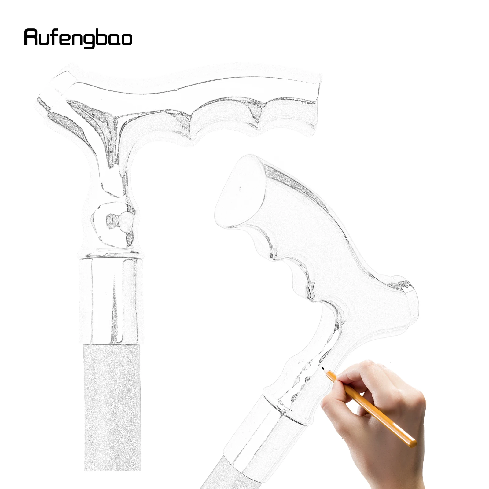 White T Wave Shape Walking Cane Fashion Decorative Walking Stick Gentleman Elegant Cosplay Cane Knob Crosier 93cm