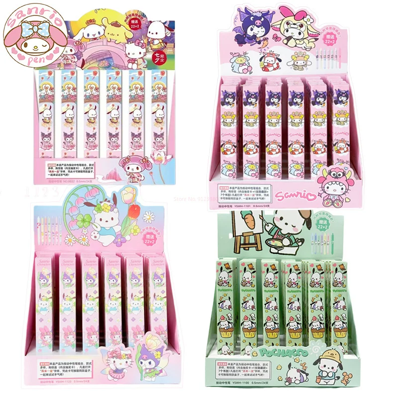 24pcs Sanrio Series Cartoon Gel Pen Cartoon Writing Smooth Black 0.5mm Learning Writing Student Stationery School Supplies Gifts