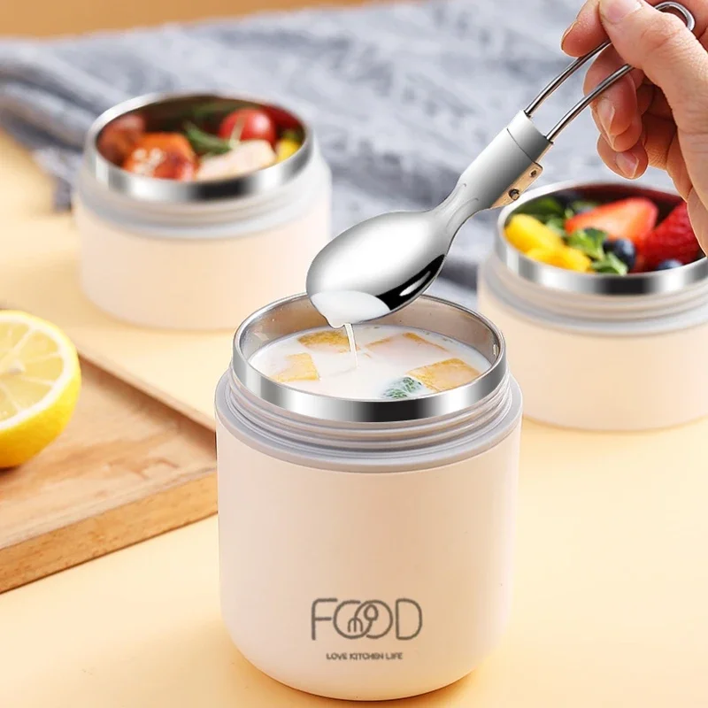 Double Layers Stainless Steel Insulated Lunch Box with Bag Portable Thermos Food Container for Work School Outdoor Thermal Cup view 5