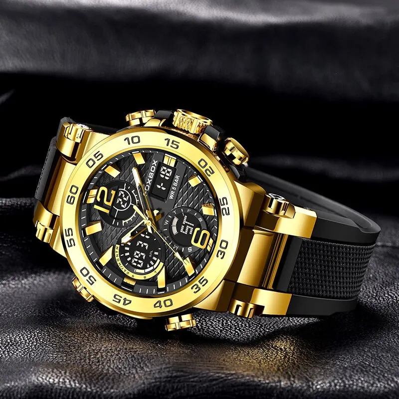 FOXBOX-Montre de plongée étanche pour homme, chronographe militaire, affaires, mode, sport, marque supérieure, luxe, boîte