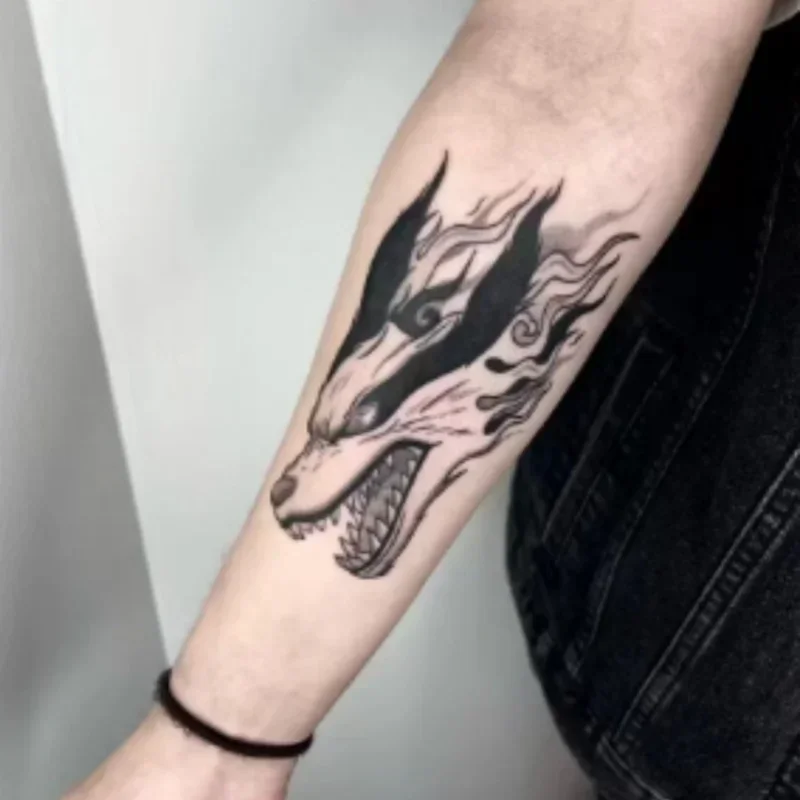 

Cartoon Kyuubi Kurama Anime Temporary TattoosWaterproof Fake Tattoo Sticker Realistic Durable Lifelike Body Art Transfer Tattoo