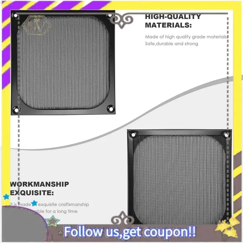 New 140Mm Desktop Computer Case Fan Dust Filter Grills Dustproof Case Cover With Screws, Aluminum Frame Mesh, 4 Pack