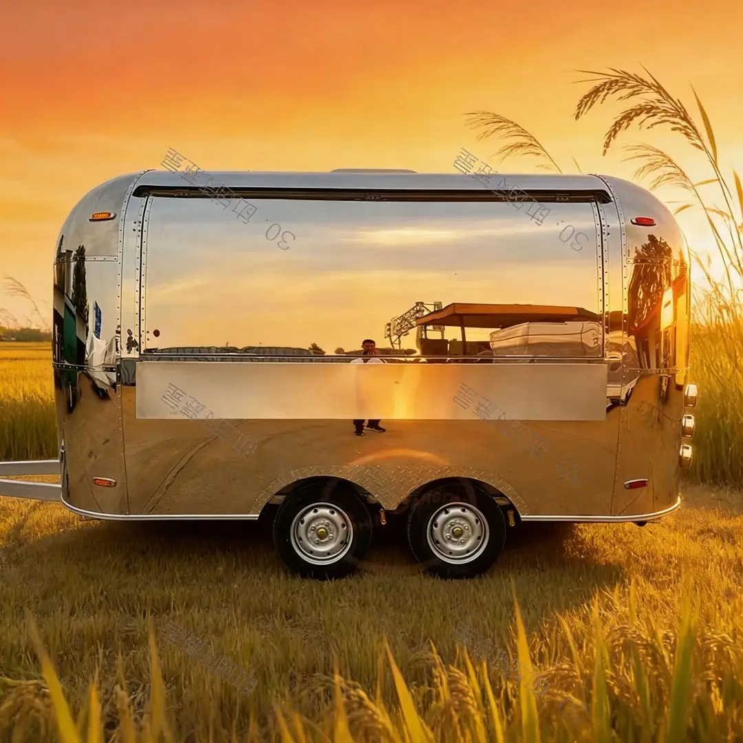 Stainless Steel Mobile Food Trailer Double Axle Food Truck for Street Food Beverage Coffee Vending