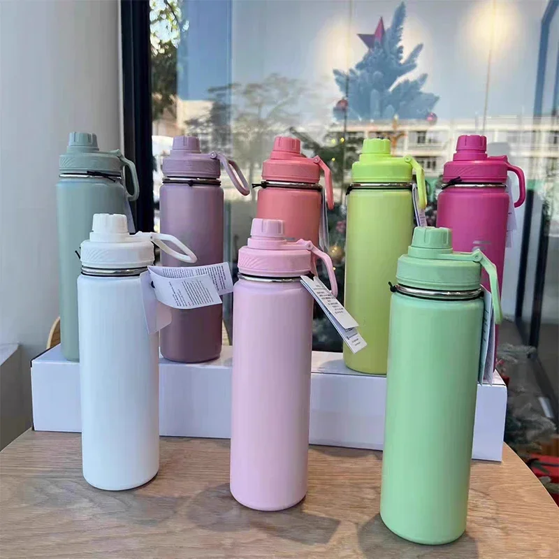 710ml Lulu Insulated Water Cup Sports Bottle Water Bottles Stainless Steel Pure Titanium Vacuum Portable Leakproof Outdoor Cup