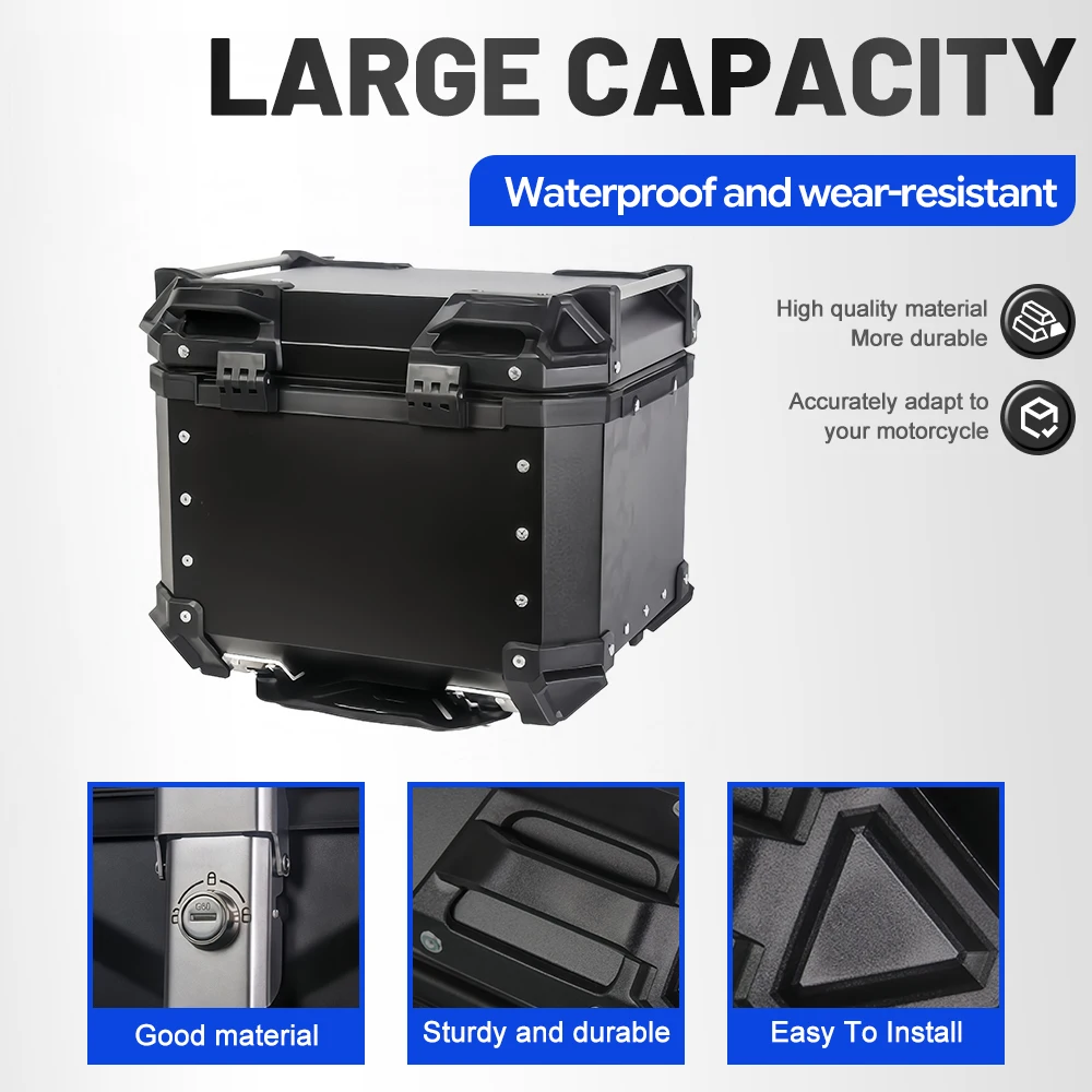 Universal Anti-Theft Aluminum Motorcycle Trunk Multi-Volume Durable Travel Luggage Storage Accessory for Motorbike
