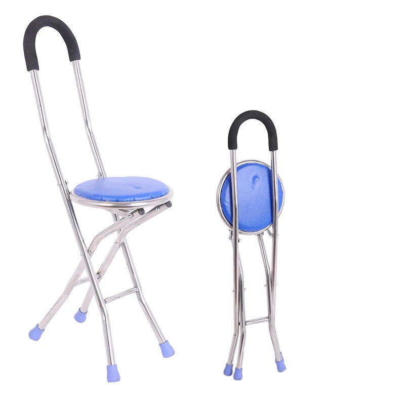 

Factory Wholesale Stainless Steel Three Leg Crutches Walking Chair Foldable Cane Elderly Cane Chair