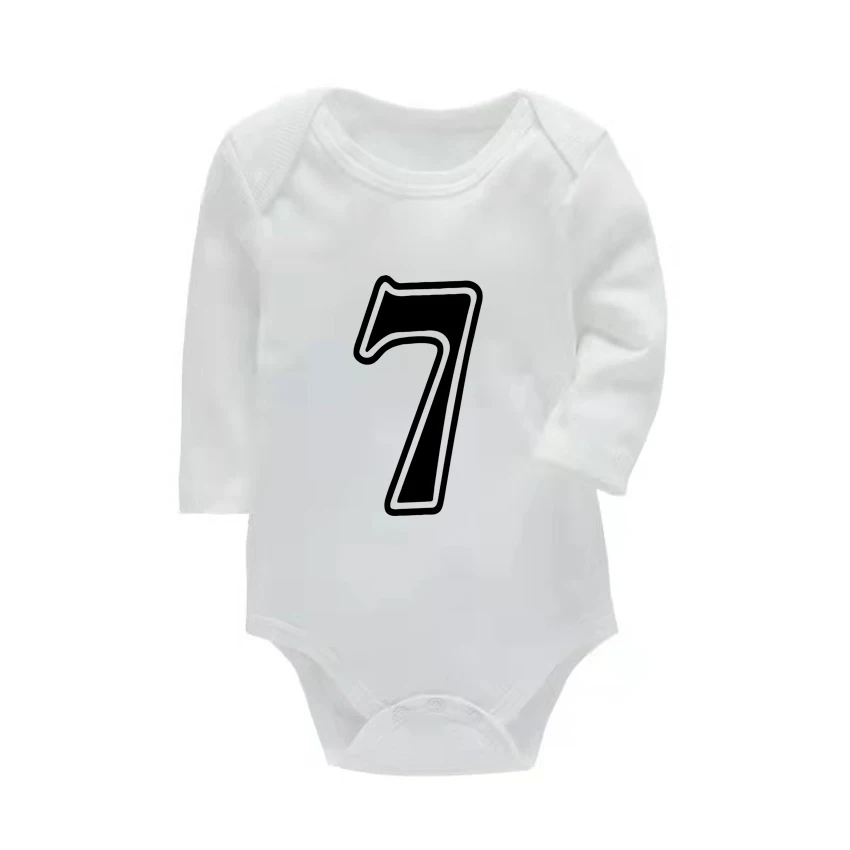 Border number 1 2 3 ...Print aby Bodysuit Boys Girls Jumpsuit Wear Unisex Newborn Baby Shower Gifts Long Sleeve BodysuitCloth