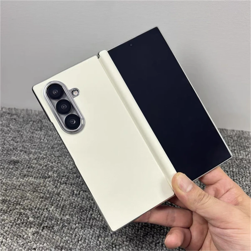 

Чехол для Samsung Galaxy Z Fold 7 ZFold 7 Fold7 5G с защитой шарнира, роскошная кожаная задняя крышка для телефона, модный чехол