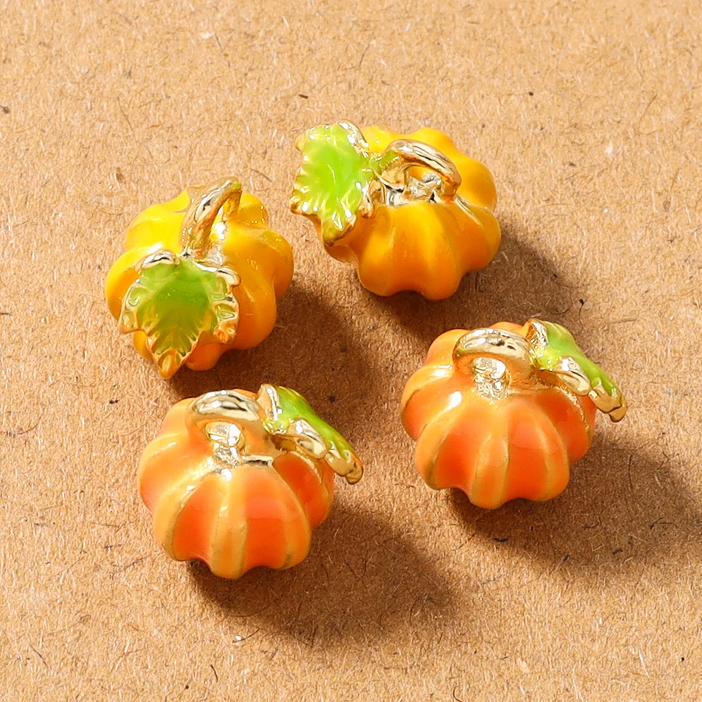 5pcs Cute Enamel 3D Pumpkin Charms Pendants for Necklace Earrings Bracelet DIY Handmade Jewelry Accessories Supplies