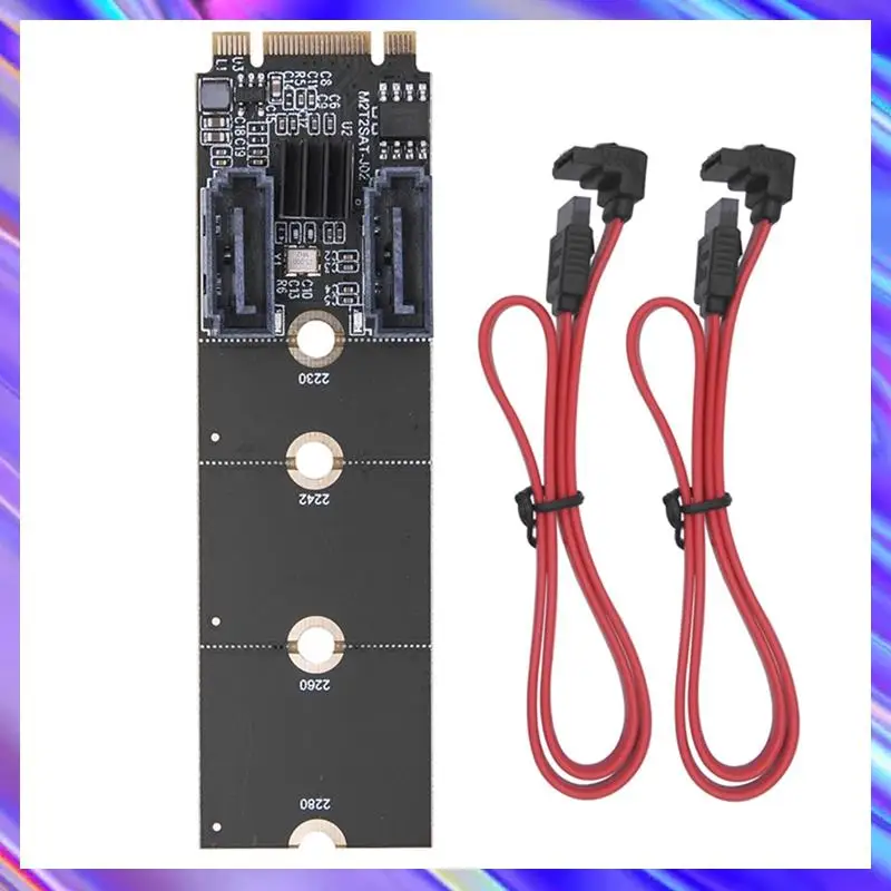 

Адаптер M2 к SATA3.0 Riser Card 6 Гбит/с Конвертер M.2 Key-M PCIE к двойной карте расширения SATA 3.0 Чип JMB582