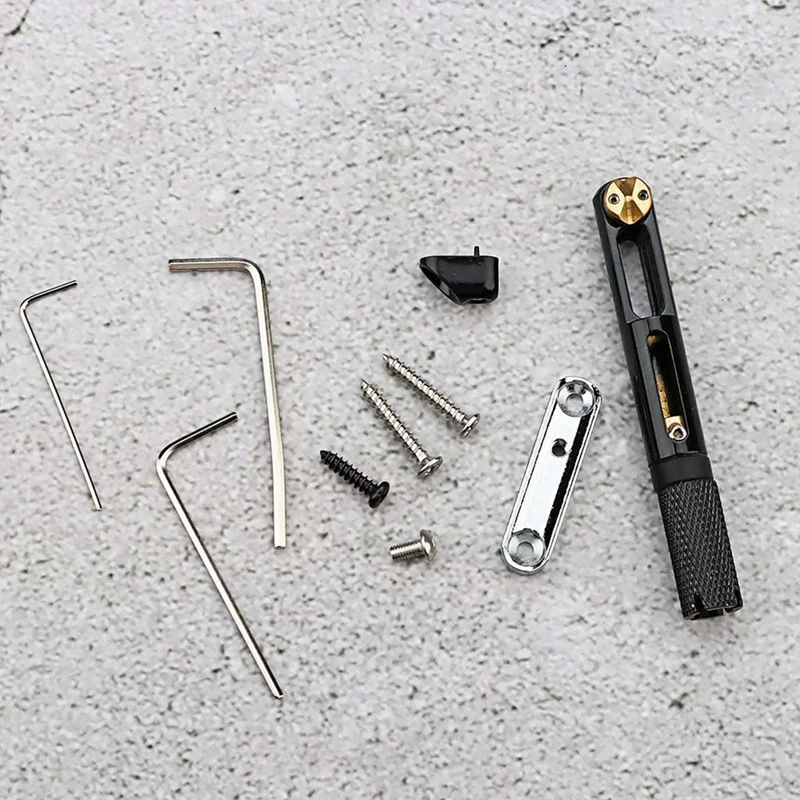 New Single Set Saddle Headless Electric Guitar Bridge Tailpiece With Wrench For Headless Electric Guitar Black image 2