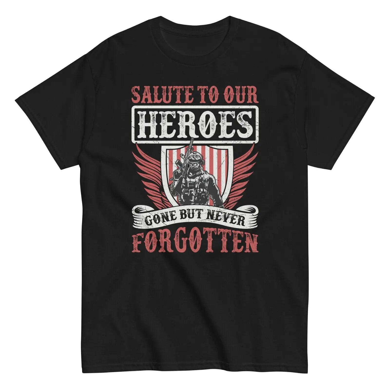 Helden Verdwenen Maar Nooit Vergeten Heren Katoenen T-Shirt Herdenkingsdag Patriot T-Shirt